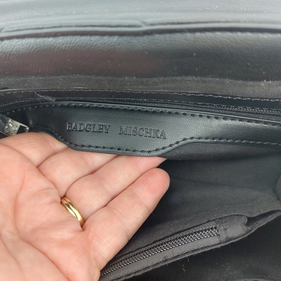 Badgley Mischka Black Quilted Vegan Leather Crossbody - Picture 10 of 14